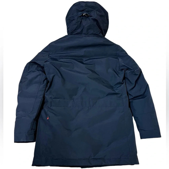 Woolrich Polar Parka in Ramar Cloth with High Collar and Fur Trim in Melton Blue - Picture 3 of 16